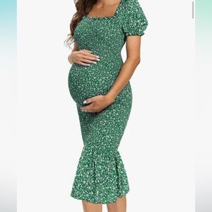 Green Floral Maternity Dress Size XL 16-18